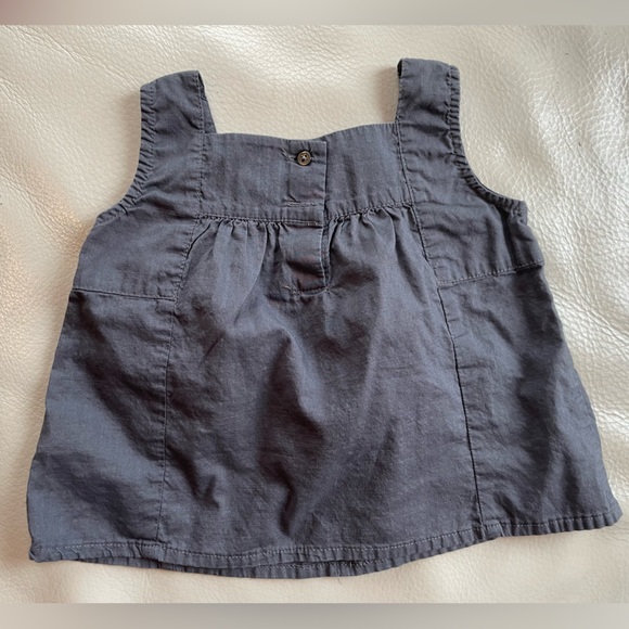 5/$20💥24M OshKosh Embroidered Peasant Flared Tank Blouse, Grey Purple & White - Picture 5 of 8